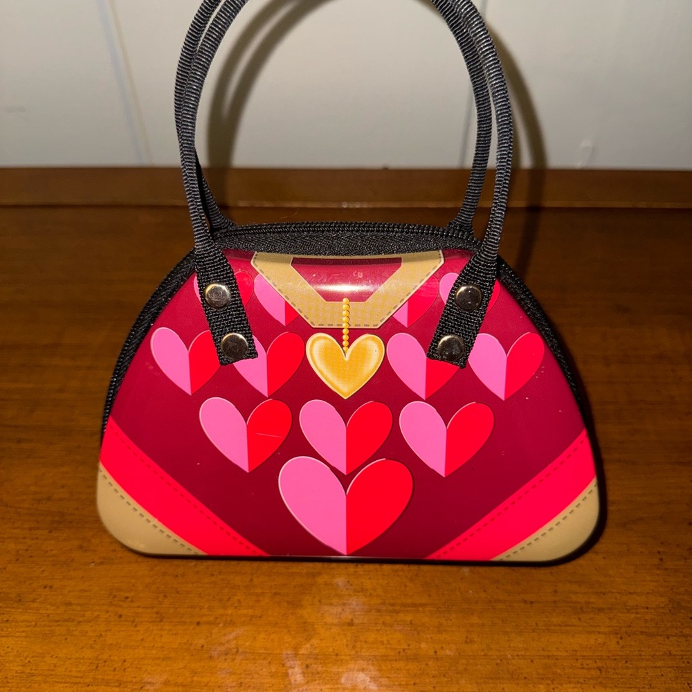 Stylish Red Heart Pattern Women's tin Bag